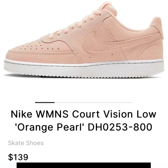 Nike Women's Court Vision Low Orange Pearl Sneakers - Picture 1 of 7